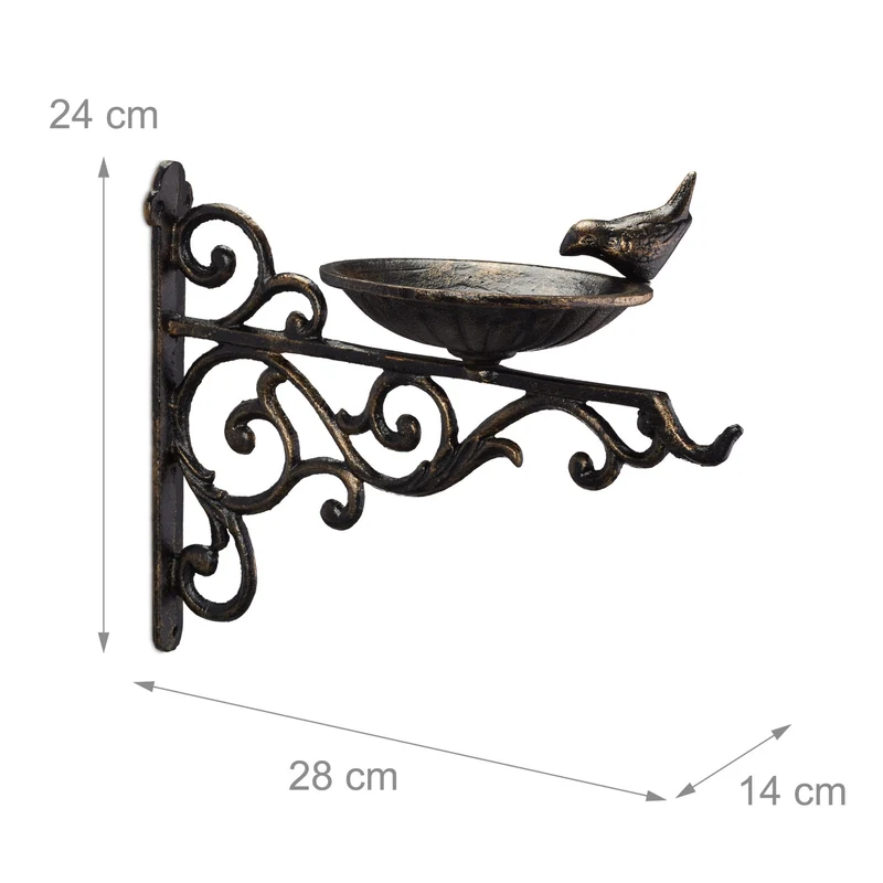 Abreuvoir mural vintage pour jardin terrasse 24 x 28 x 14 cm en fonte de fer gris 13_0009190