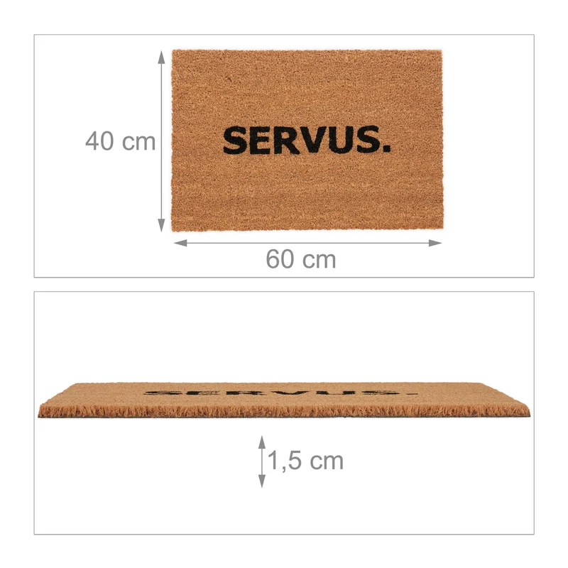 Paillasson décoratif antidérapant intérieur extérieur 75 x 45 cm en fibre de coco marron 13_0015615