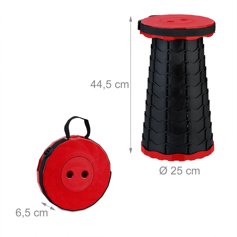 Lot de 2 tabourets pliants télescopiques extérieur ajustables 42 x 30 cm en plastique noir 13_0016614