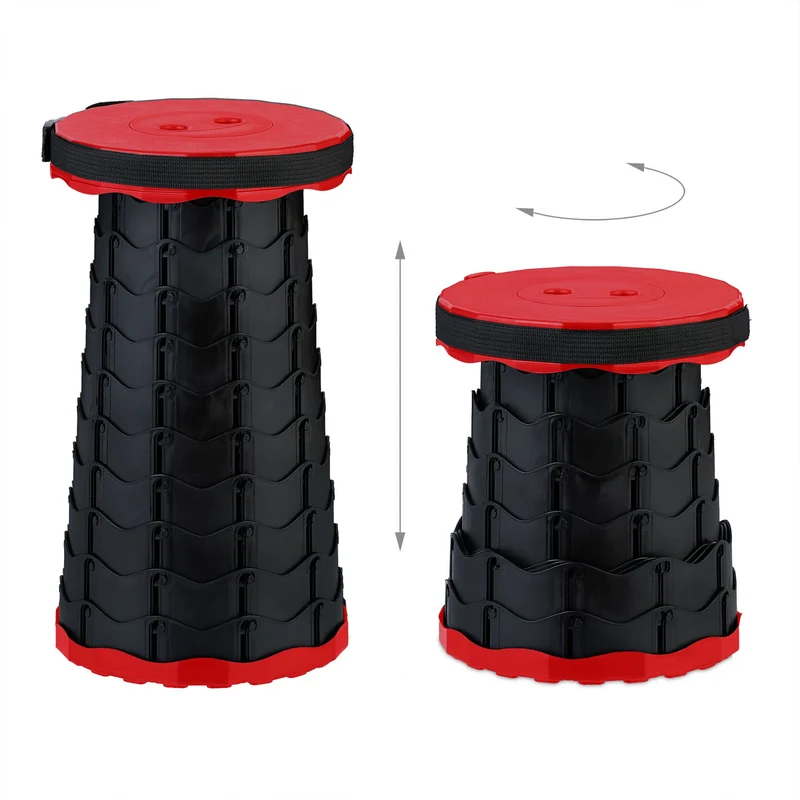 Lot de 2 tabourets pliants télescopiques extérieur ajustables 42 x 30 cm en plastique noir 13_0016614