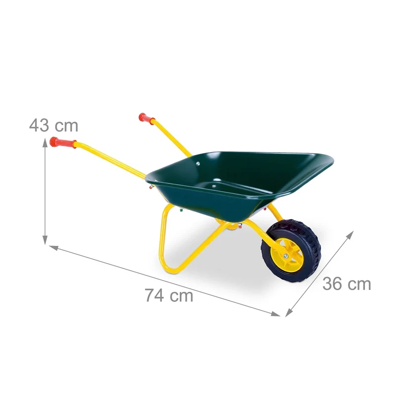 Brouette pour enfants jardinage transport feuilles 43 x 74 x 36 cm en métal rose 13_0017856