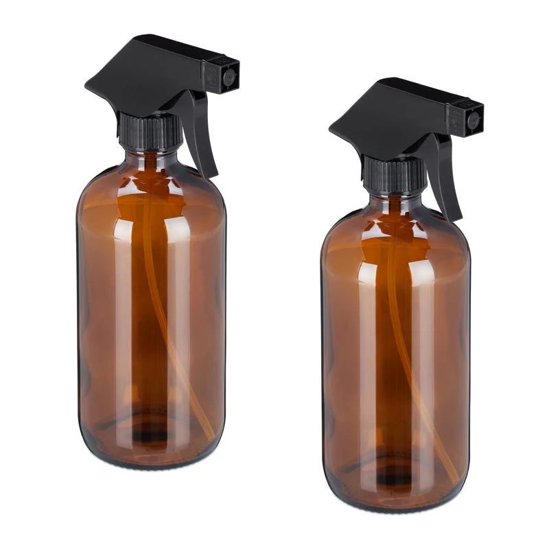 Lot de 2 pulvérisateurs verre bruns pour cheveux et plantes 22 x 7 x 10 cm en verre brun 13_0009296