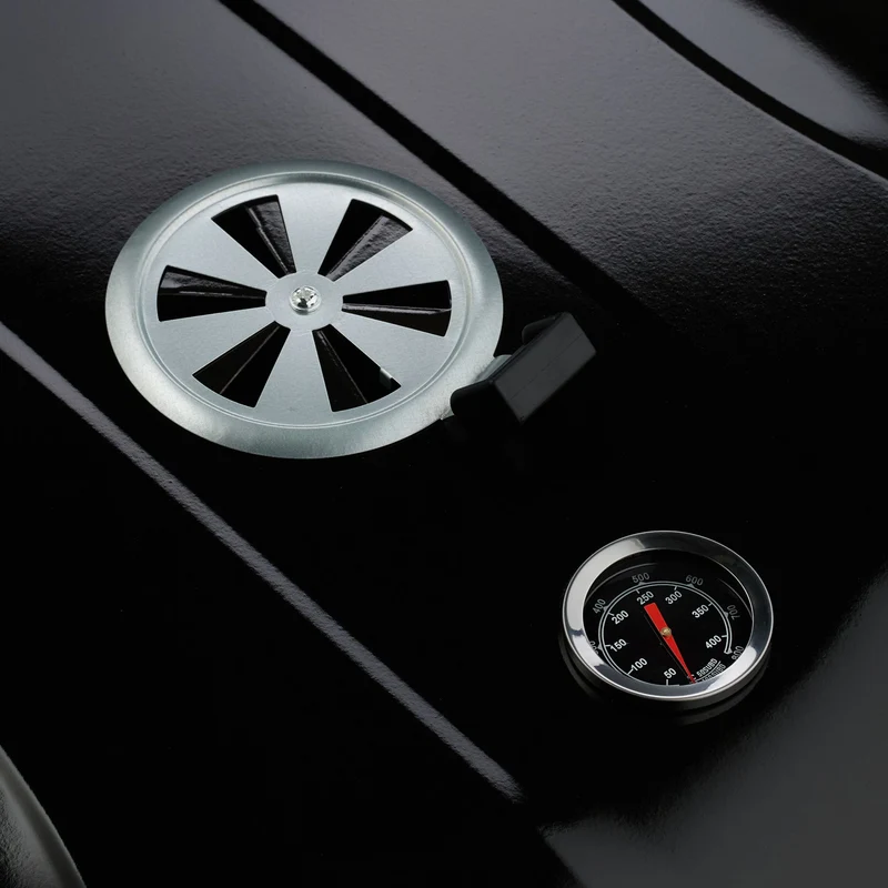Barbecue rond mobile sur roues extérieur 105 x 105 x 103 cm 2 surfaces de cuisson rapide en métal noir 13_0016743
