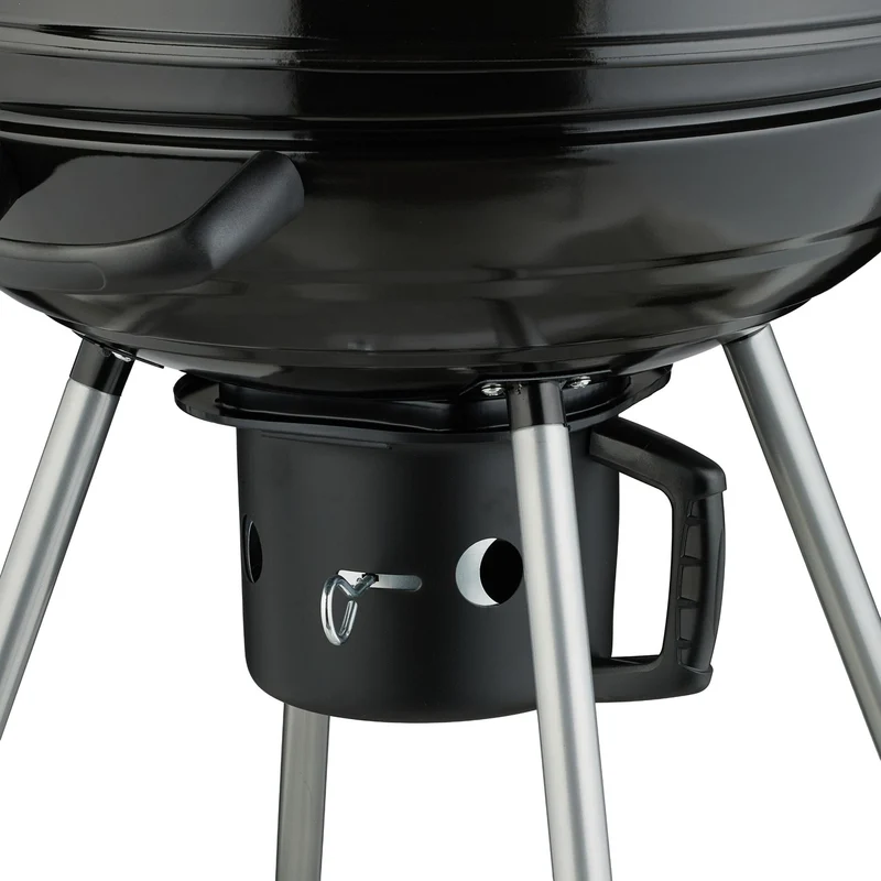 Barbecue rond mobile sur roues extérieur 105 x 105 x 103 cm 2 surfaces de cuisson rapide en métal noir 13_0016743