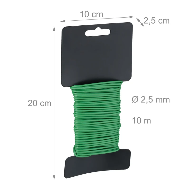 Lot de 10 rouleaux de fil de fer pour jardinage 10 m en plastique vert 13_0015513