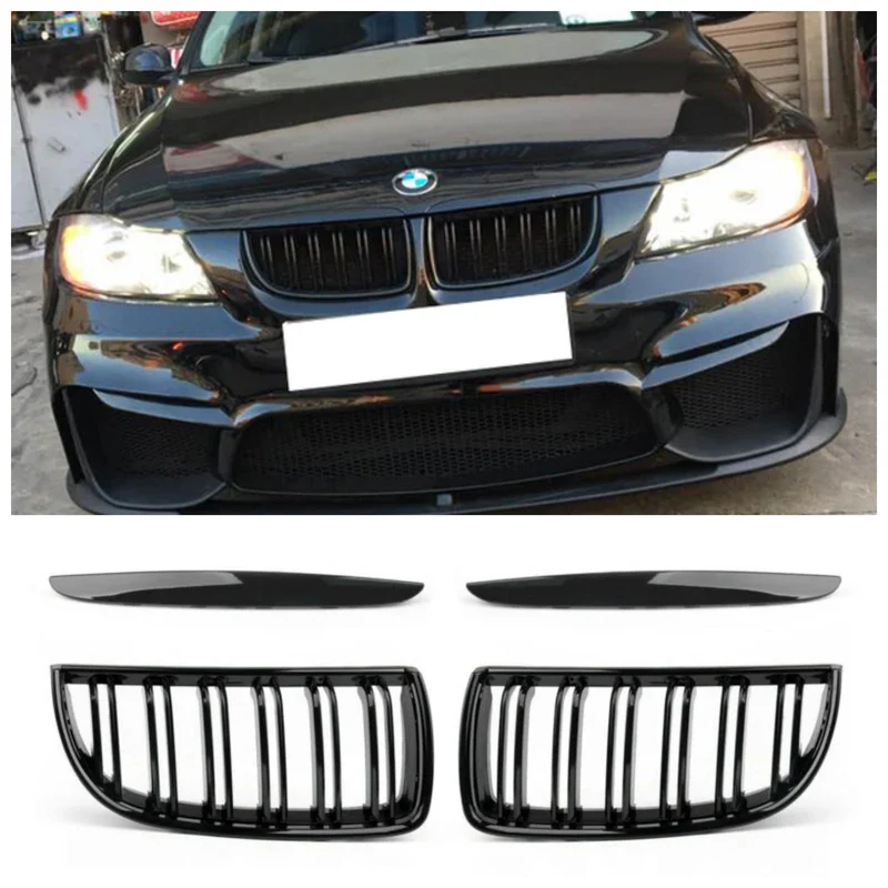 Calandre Avant Double Lame Noir Brillant BMW E90 Berline Wagon 2004-2007