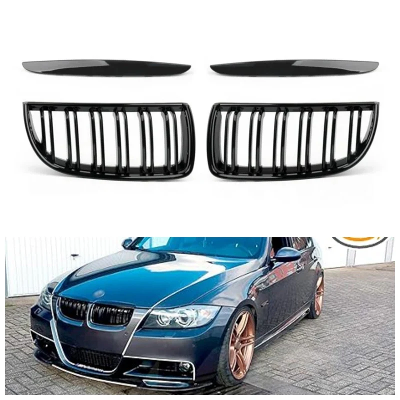 Calandre Avant Double Lame Noir Brillant BMW E90 Berline Wagon 2004-2007