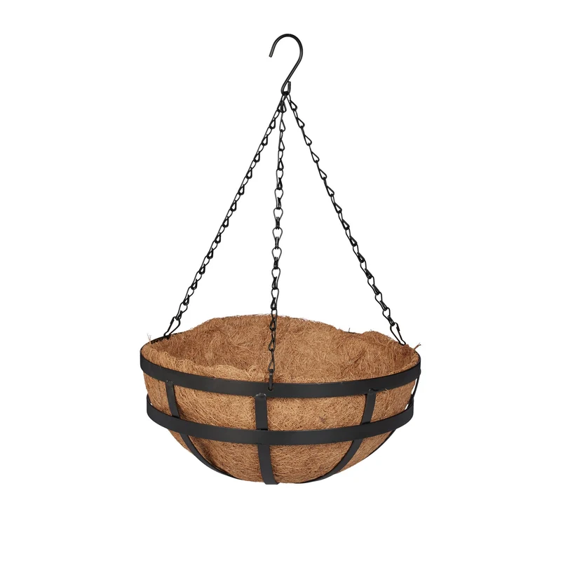 Lot de 3 suspensions pour plantes retombantes balcon design moderne 40 x 25 x 25 cm en métal noir 13_0012391