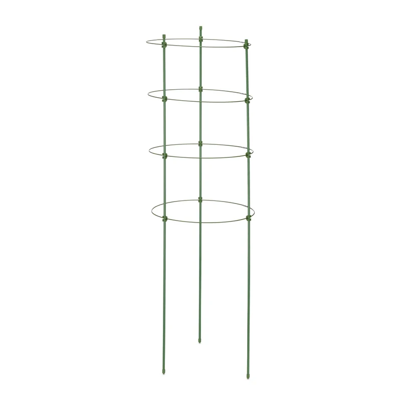 Lot de 2 tuteurs pour plantes grimpantes jardin balcon avec 4 anneaux réglables en métal noir 13_0011416
