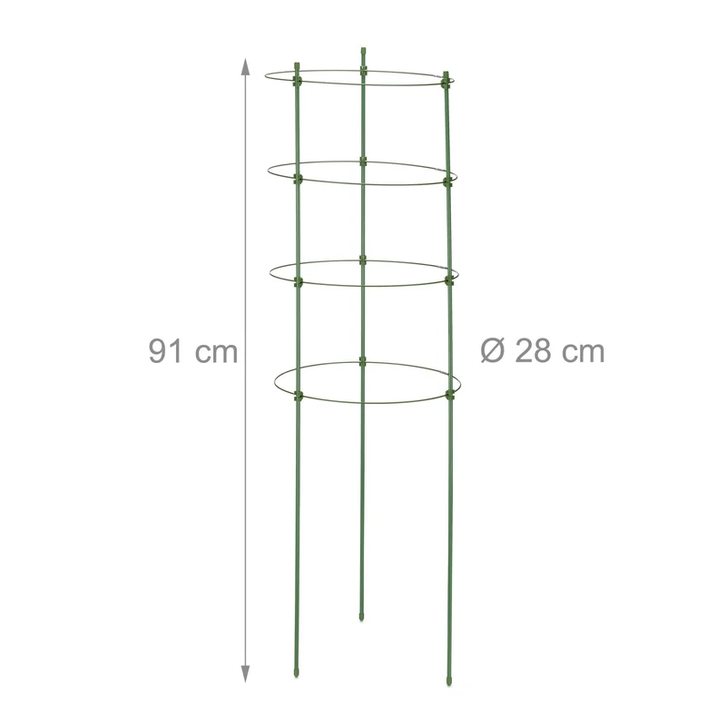 Lot de 2 tuteurs pour plantes grimpantes jardin balcon avec 4 anneaux réglables en métal noir 13_0011416