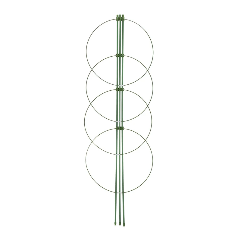 Lot de 2 tuteurs pour plantes grimpantes jardin balcon avec 4 anneaux réglables en métal noir 13_0011416