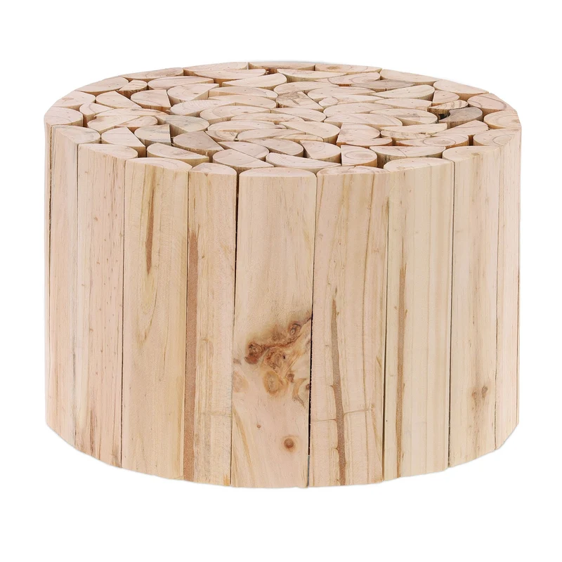 Support décoratif pour pots de fleurs rond en rondins de bois naturel ambiance cosy 50 x 50 x 30 cm en bois marron 13_0011928