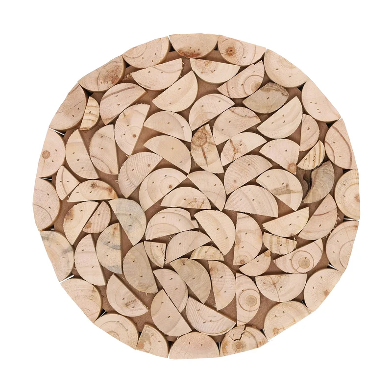 Support décoratif pour pots de fleurs rond en rondins de bois naturel ambiance cosy 50 x 50 x 30 cm en bois marron 13_0011928