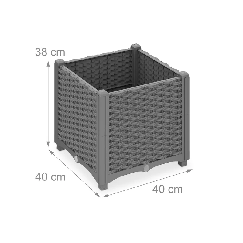 Jardinière haute rectangulaire pour extérieur jardin terrasse 38 x 80 x 40 cm en plastique marron 13_0016489