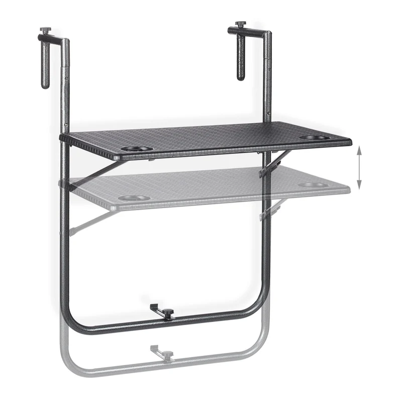 Table suspendue peu encombrante pratique balcon 80 x 40 x 4 cm en plastique noir 13_0010262