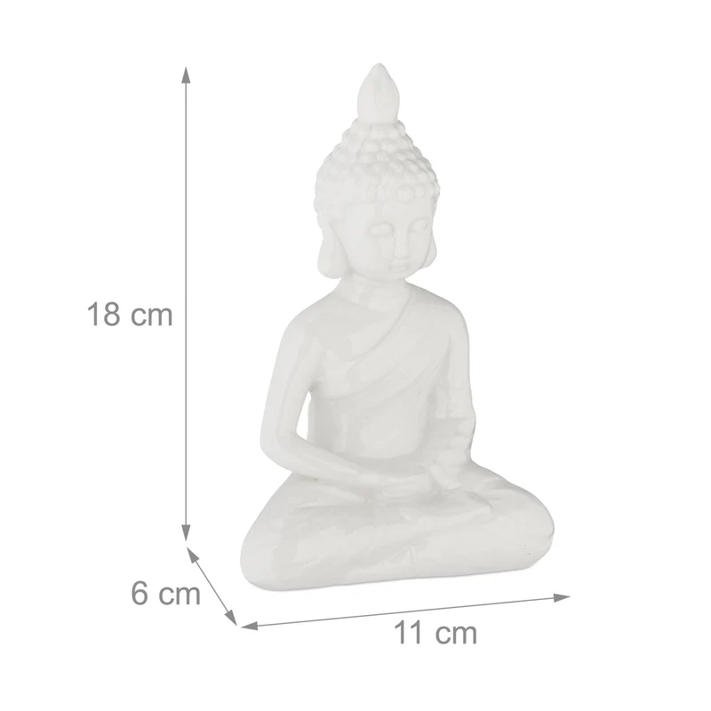Statue bouddha assis décoration zen 18 x 15 x 15 cm pour jardin terrasse ambiance sereine en céramique beige 13_0013828