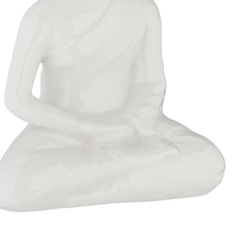 Statue bouddha assis décoration zen 18 x 15 x 15 cm pour jardin terrasse ambiance sereine en céramique beige 13_0013828
