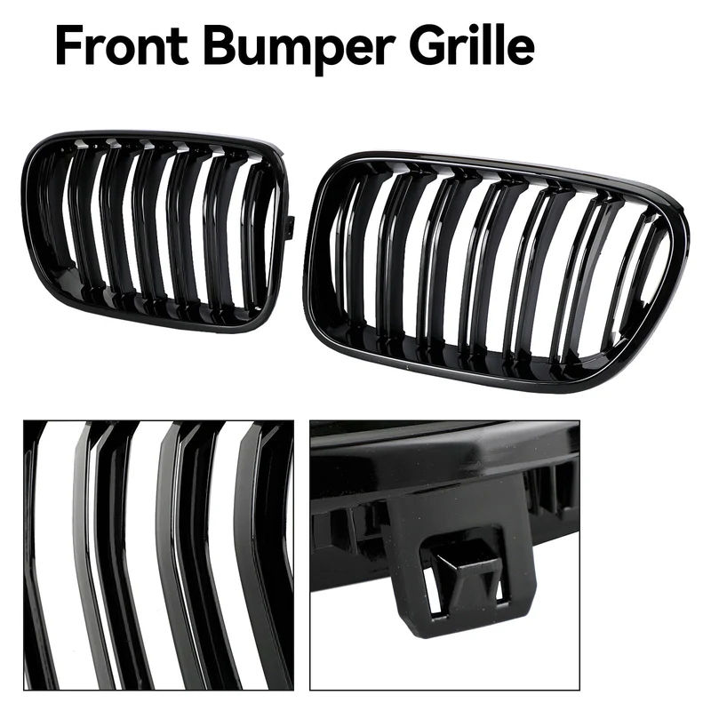 Grille Calandre Pare-Choc BMW X3 F25 2011-2014 Noir Brillant Double Ligne