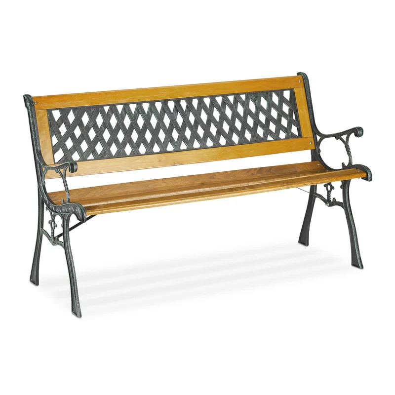 Banc de jardin extérieur rétro pour 2 personnes assise incurvée confortable 120 x 60 x 80 cm en plastique marron 13_0010725