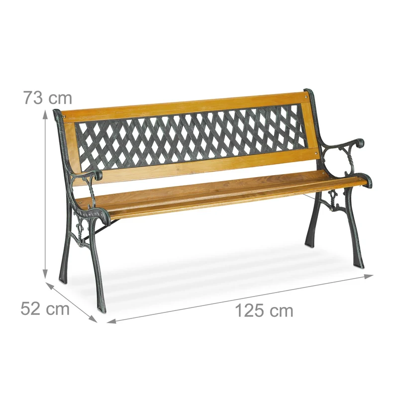 Banc de jardin extérieur rétro pour 2 personnes assise incurvée confortable 120 x 60 x 80 cm en plastique marron 13_0010725