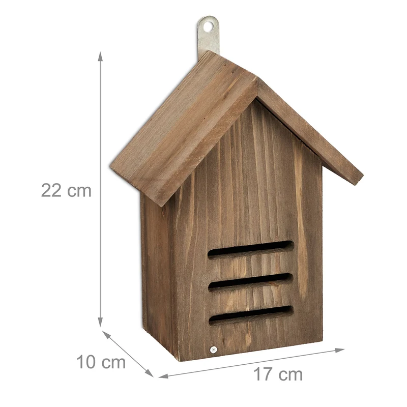Hôtel à insectes abri suspendu jardin ouverture facile 25 x 15 x 10 cm en bois naturel 13_0015269