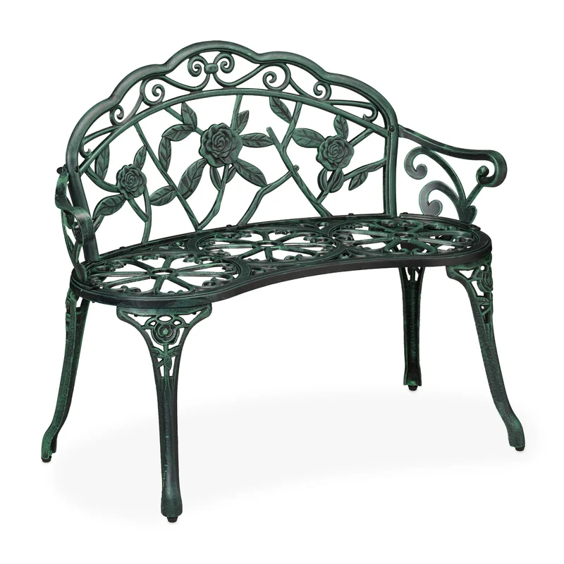Banc de jardin design antique confort 120 x 60 x 45 cm pour 2 personnes en fonte d'aluminium marron 13_0016731
