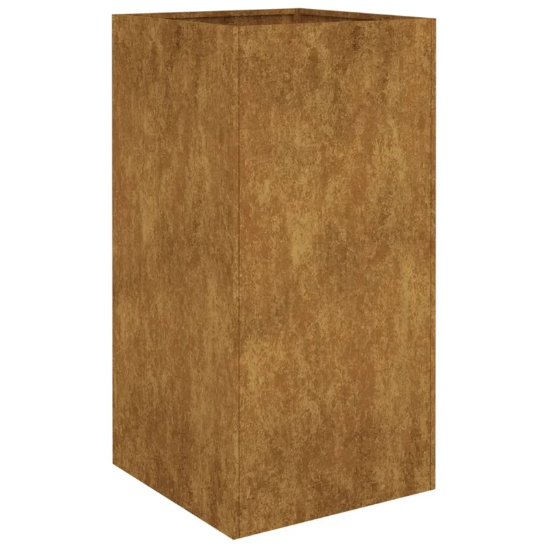 Jardinière bac lit surélevé plantes fleurs terrasse jardin 40 x 40 x 80 cm acier corten marron 02_0037584