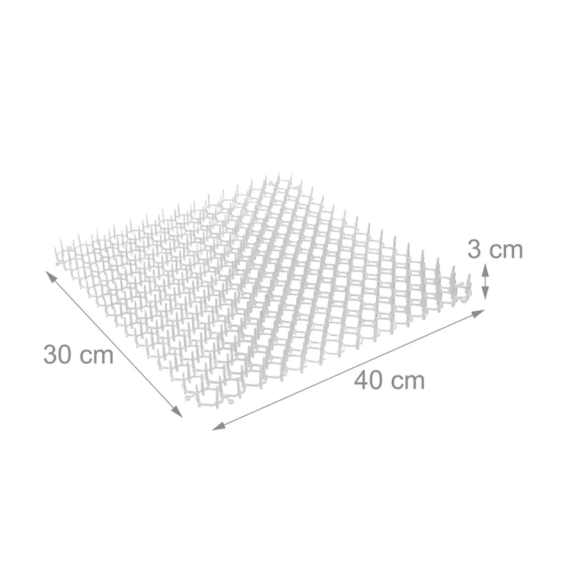 Lot de 10 grilles à picots anti-chats 3 x 30 x 40 cm protection espaces extérieurs en plastique blanc 13_0017729