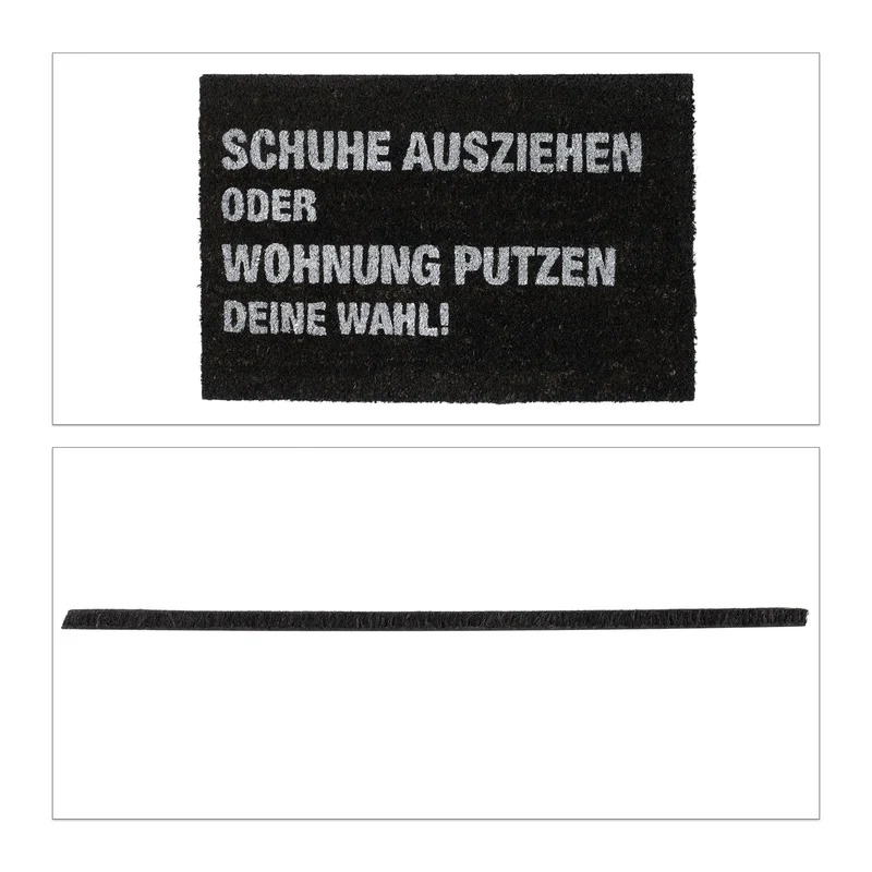 Paillasson noir coco design amusant antidérapant intérieur extérieur 75 x 45 x 1 cm en fibre de coco noir 13_0009119