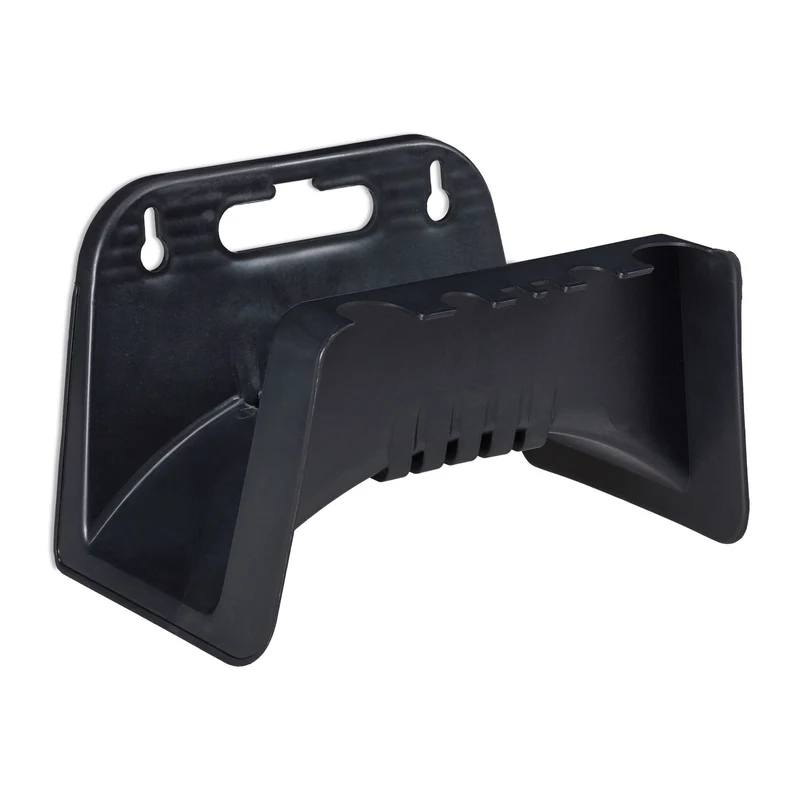 Lot de 2 supports muraux ronds pour tuyaux d'arrosage jardin fixation facile design pratique en plastique noir 13_0011864