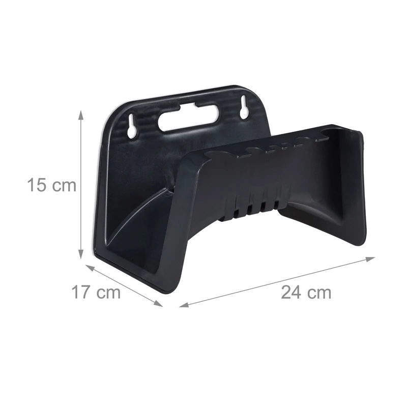 Lot de 2 supports muraux ronds pour tuyaux d'arrosage jardin fixation facile design pratique en plastique noir 13_0011864