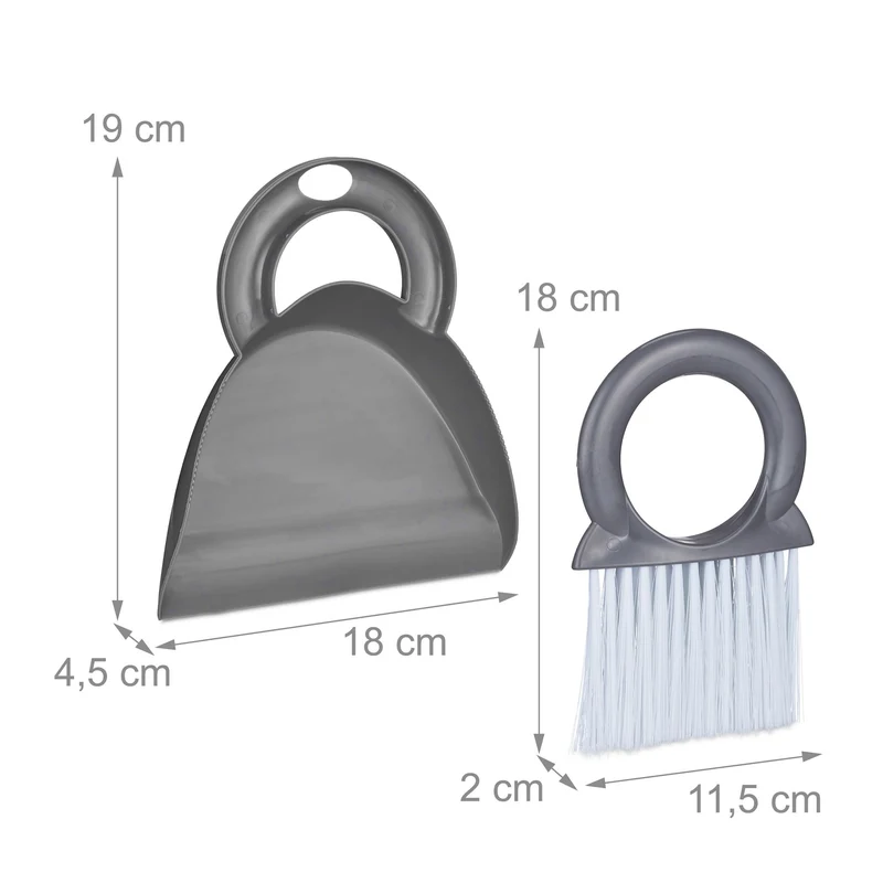 Lot de 2 sets brosse de table et pelle pratique nettoyage plan de travail cuisine design moderne en plastique gris 13_0013792