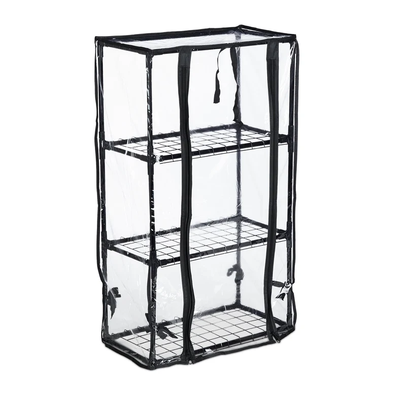 Serre de balcon compacte 3 étagères verticale protection intempéries et en plastique transparent 13_0011960