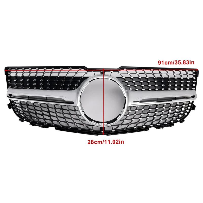 Grille Pare-Chocs Avant Diamant Mercedes GLK X204 2013-2015 Noir