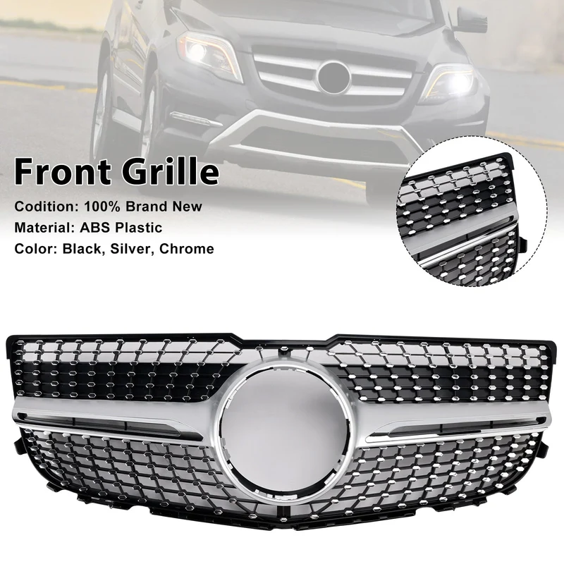 Grille Pare-Chocs Avant Diamant Mercedes GLK X204 2013-2015 Noir