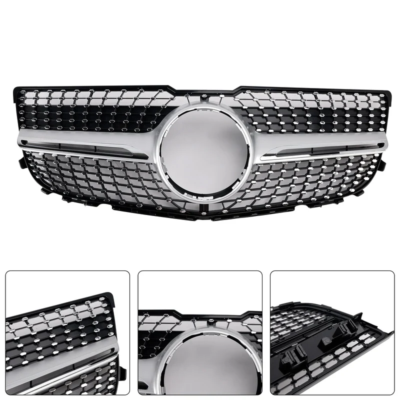 Grille Pare-Chocs Avant Diamant Mercedes GLK X204 2013-2015 Noir