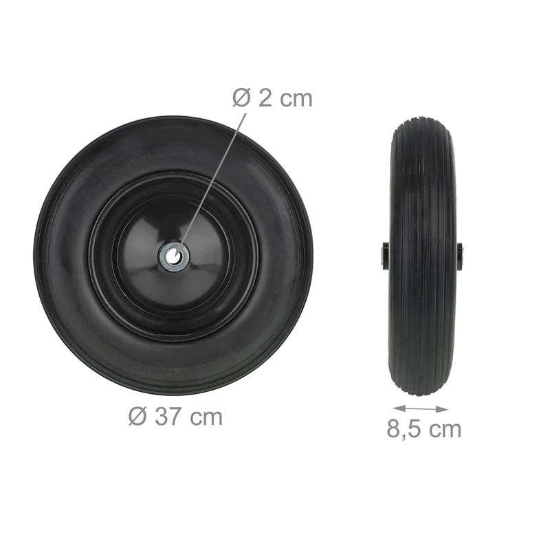 Roue de brouette increvable 35 x 8 cm maniable confort de conduite optimale en caoutchouc noir 13_0012310