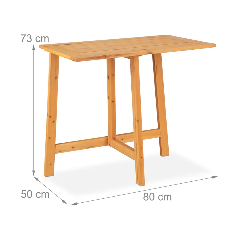 Table pliante rectangulaire jardin balcon terrasse 70 x 70 x 75 cm en bois naturel 13_0011618
