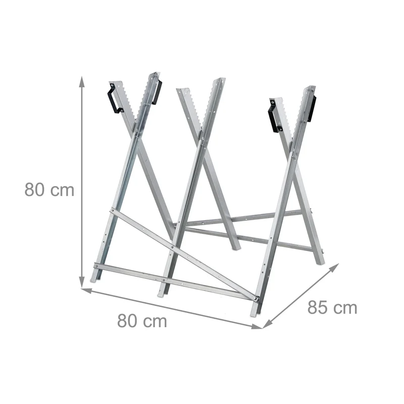 Chevalet de sciage pliable réglable pour troncs de bois 95 x 50 x 70 cm en métal noir 13_0013470