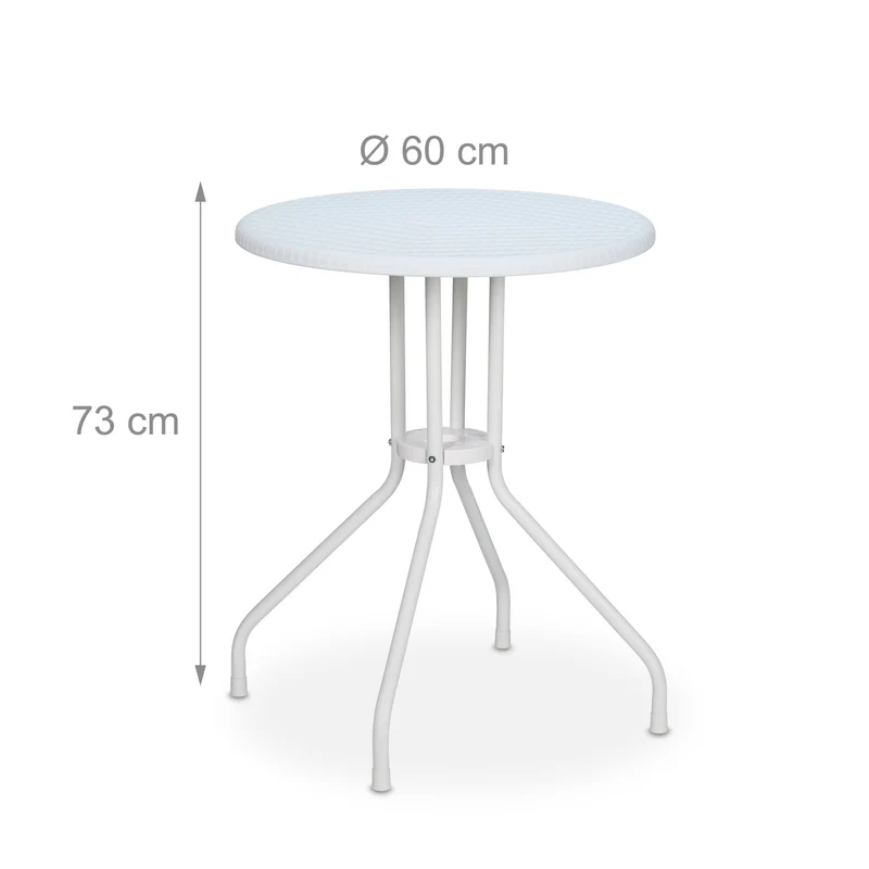 Table de jardin ronde pour 4 personnes 73 x 60 cm moderne design élégant en plastique noir 13_0015774