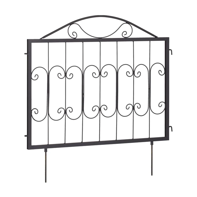 Lot de 4 bordures de jardin décoratives design romantique 100 x 20 cm en métal noir 13_0012506