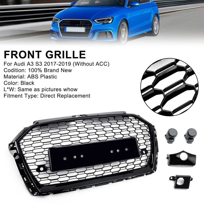 Grille Avant RS3 Nid Abeille Audi A3 S3 8V 2017-2019 Noir