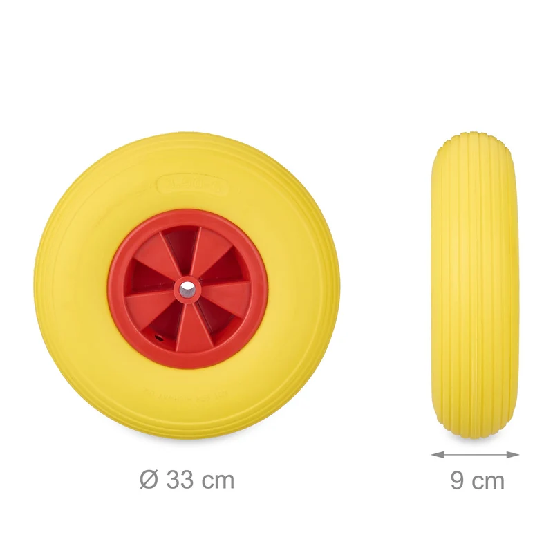 Roue de brouette increvable 3.50-6 maniabilité améliorée surface profilée en PU jaune 13_0015076