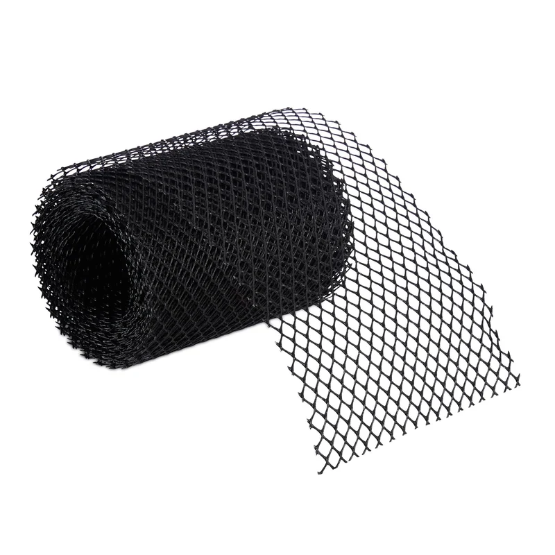 Lot de 2 grilles de gouttières anti-feuilles 6 m montage facile résistante aux intempéries en plastique noir 13_0011858