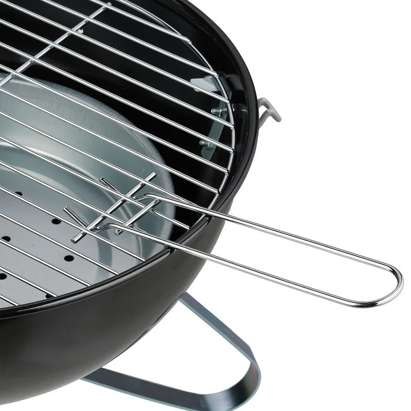 Barbecue portable rond pour parc 37 cm facile à transporter et entretien simple en métal noir 13_0016768