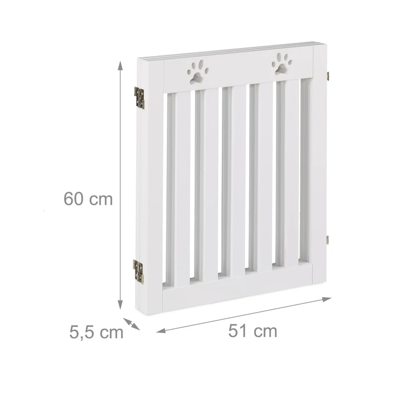 Barrière de sécurité pliable pour chien escalier porte 60 x 153 x 2 cm design joyeux en MDF blanc 13_0015472