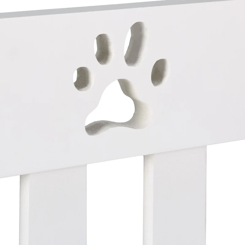 Barrière de sécurité pliable pour chien escalier porte 60 x 153 x 2 cm design joyeux en MDF blanc 13_0015472