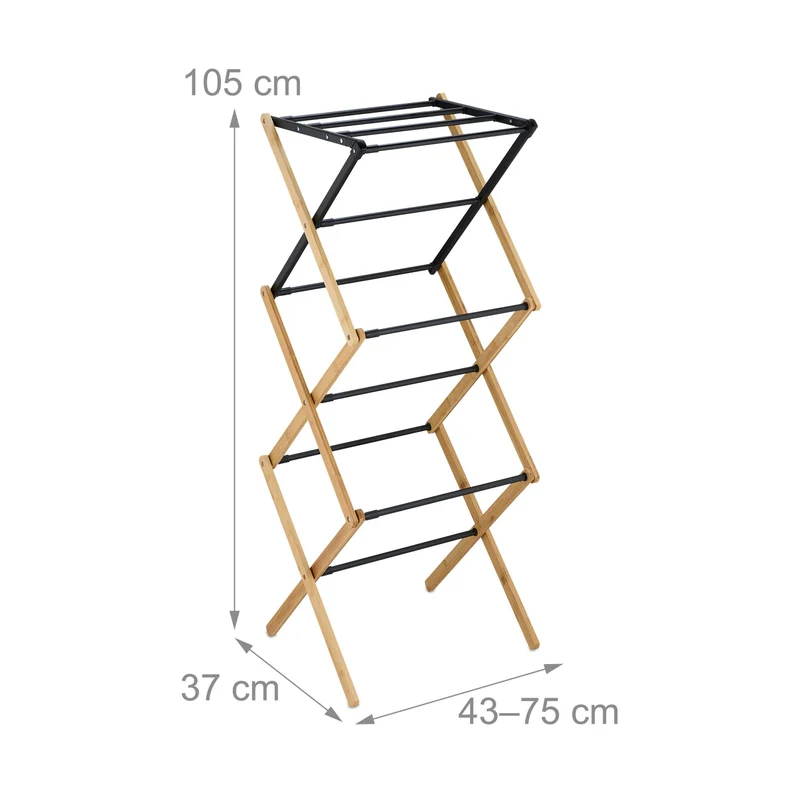 Étendoir à linge pliable extensible peu encombrant 11 barres 6 niveaux pratique camping en métal blanc 13_0016943