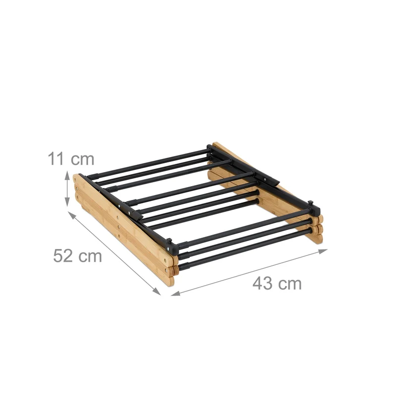 Étendoir à linge pliable extensible peu encombrant 11 barres 6 niveaux pratique camping en métal blanc 13_0016943