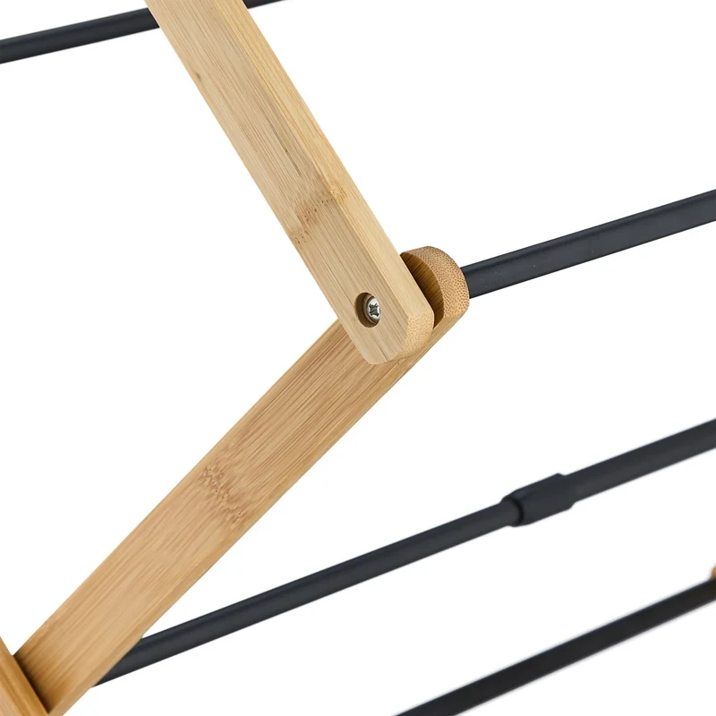 Étendoir à linge pliable extensible peu encombrant 11 barres 6 niveaux pratique camping en métal blanc 13_0016943